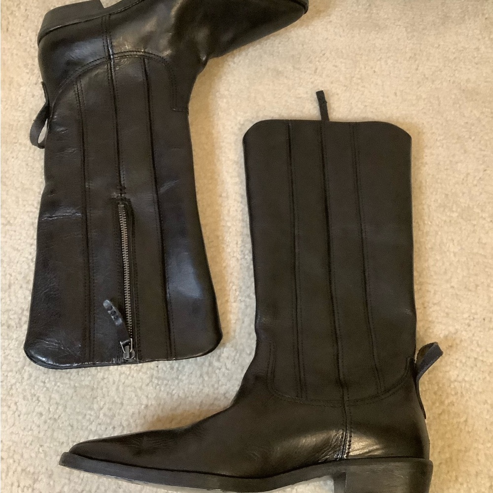 Free People Sleek Black Leather Boots - Picture 9 of 14